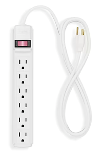 POWER STRIP, 6 OUTLET, 6' CORD, WHITE MAIN